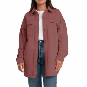 LazyPants Button Up Shacket Shirt Jacket Rose Pink Size Medium Womens